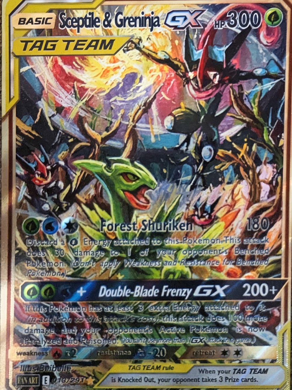 Sceptile & Greninja GX Tag Team Card - Green